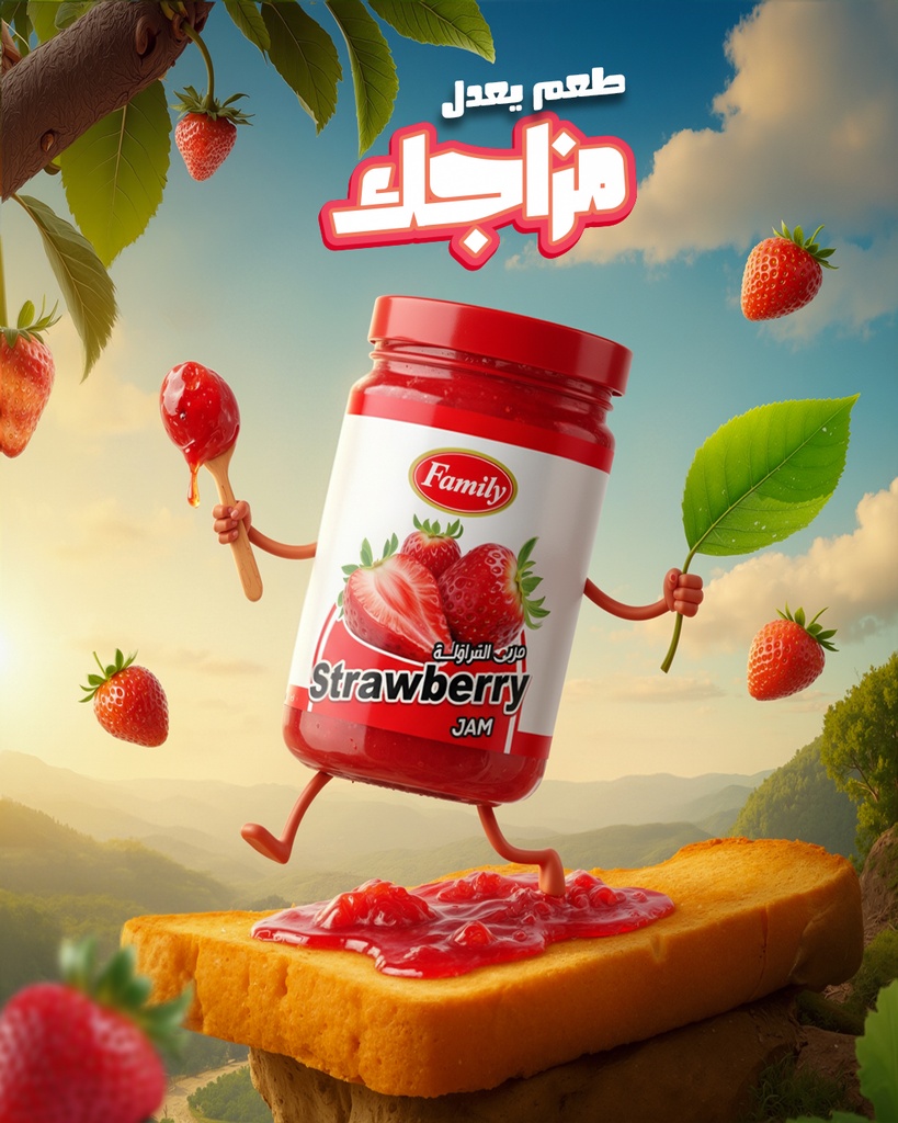 65مربى فراولة فاملي12*360غم